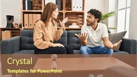  Presentation with couple therapy - Presentation theme consisting of man-and-woman-arguing-having background and a coral colored foreground