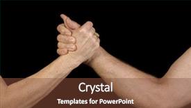  Presentation with wrestling - Colorful PPT theme enhanced with man and woman arm wrestling isolated over a black background backdrop and a tawny brown colored foreground