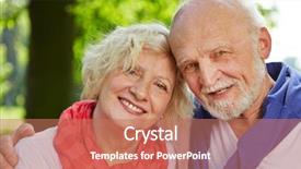  Presentation with old couple - Colorful PPT theme enhanced with man and woman as senior backdrop and a coral colored foreground