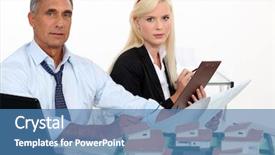  Presentation with man and woman - Slides featuring man and woman at work background and a  colored foreground