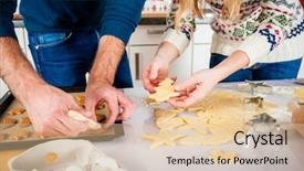  Presentation with christmas baking - Amazing theme having man and woman baking christmas cookies at home in domestic kitchen backdrop and a lemonade colored foreground