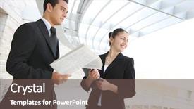  Presentation with team building - Theme enhanced with man and woman business team background and a tawny brown colored foreground