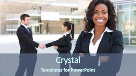  Presentation with team building - Presentation featuring man and woman business team background and a ocean colored foreground