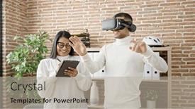  Presentation with office workers - Presentation enhanced with man-and-woman-business-workers background and a light gray colored foreground