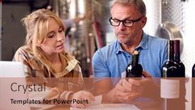  Presentation with winery - PPT layouts having man-and-woman-checking-label background and a coral colored foreground