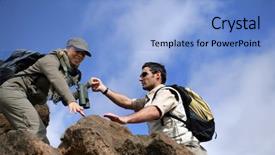  Presentation with rocks - PPT theme consisting of man and woman climbing rocks background and a light blue colored foreground