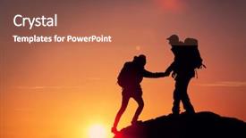  Presentation with climbing - PPT layouts enhanced with woman climbing the mountain background and a red colored foreground