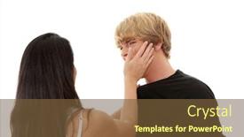  Presentation with violence woman - Presentation theme with man and woman conflict home violence concept isolated on white background and a tawny brown colored foreground