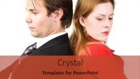  Presentation with conflict - PPT theme consisting of man and woman conflict isolated on white background and a red colored foreground
