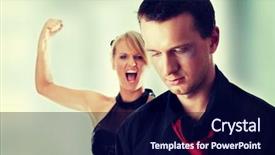  Presentation with violence woman - Colorful PPT layouts enhanced with man and woman conflict violence backdrop and a navy blue colored foreground