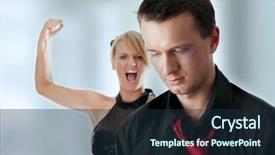  Presentation with violence women - Presentation theme having man and woman conflict violence background and a wine colored foreground