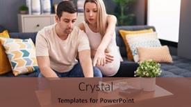  Presentation with baby - Slide set enhanced with man-and-woman-couple-expecting background and a  colored foreground