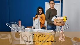  Presentation with laundry room - Presentation theme enhanced with man-and-woman-couple-hanging background and a gold colored foreground