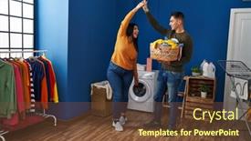  Presentation with man and woman - PPT theme with man-and-woman-couple-holding background and a  colored foreground