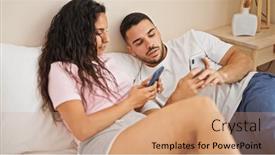  Presentation with bed - Slide deck featuring man-and-woman-couple-lying and a coral colored foreground