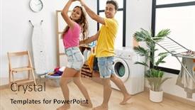  Presentation with waiting room - PPT theme featuring man-and-woman-couple-waiting background and a  colored foreground