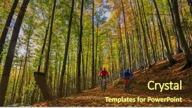  Presentation with trail - PPT theme featuring man and woman cycling uphill background and a  colored foreground