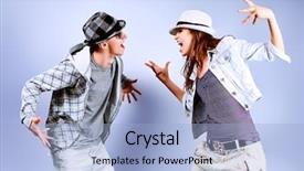  Presentation with hip hop dancing - Slides having man and woman dancing hip background and a light blue colored foreground