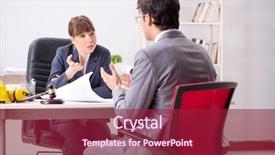  Presentation with man and woman - Presentation design with man and woman discussing construction background and a  colored foreground