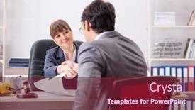  Presentation with project - PPT layouts with man and woman discussing construction project background and a tawny brown colored foreground