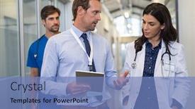  Presentation with case report - Beautiful PPT theme featuring man-and-woman-doctor-having backdrop and a teal colored foreground