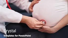  Presentation with baby doctor - Theme consisting of man-and-woman-doctor background and a dark gray colored foreground