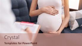 Presentation with pregnant woman doctor - PPT layouts having man-and-woman-doctor background and a coral colored foreground