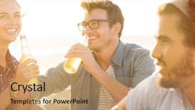  Presentation with alcoholic - Colorful slide set enhanced with man and woman drinking beer backdrop and a coral colored foreground