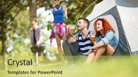  Presentation with man vs woman - Beautiful PPT theme featuring man and woman drinks beer backdrop and a yellow colored foreground