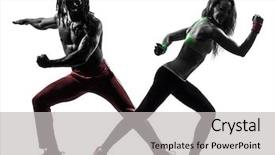  Presentation with zumba - Cool new theme with man and woman exercising fitness backdrop and a light gray colored foreground
