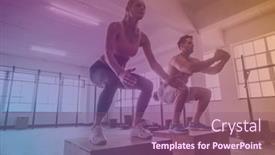  Presentation with healthy lifestyle - Colorful presentation theme enhanced with man-and-woman-exercising backdrop and a violet colored foreground