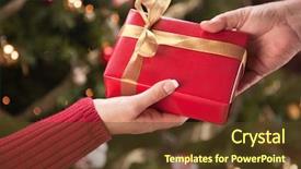  Presentation with christmas tree - Audience pleasing presentation theme consisting of man and woman gift exchange backdrop and a tawny brown colored foreground
