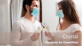  Presentation with toasting - Colorful presentation enhanced with man-and-woman-hands-toasting backdrop and a coral colored foreground