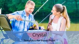  Presentation with grilling - Slide deck having man and woman having barbeque grilling the fish they caught sport fishing background and a teal colored foreground