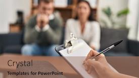  Presentation with couple therapy - Slide set with man-and-woman-having-couple background and a coral colored foreground