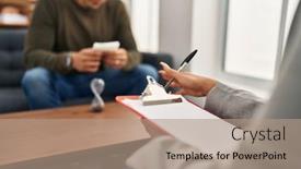  Presentation with psychology - Slides with man-and-woman-having-psychology background and a coral colored foreground