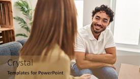  Presentation with psychology - Theme consisting of man-and-woman-having-psychology background and a coral colored foreground