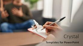  Presentation with psychology - Presentation with man-and-woman-having-psychology background and a coral colored foreground