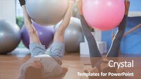  Presentation with exercise - Slide deck with man-and-woman-holding-exercise background and a coral colored foreground