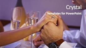 Presentation with engagement - PPT layouts consisting of man and woman holding hands at dinner table woman in engagement ring background and a gray colored foreground