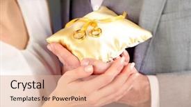  Presentation with wedding rings - Audience pleasing PPT theme consisting of man-and-woman-holding-wedding backdrop and a  colored foreground