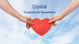  Presentation with heart love - PPT layouts with man and woman holding a heart against the blue sky the concept of love and relationships background and a sky blue colored foreground