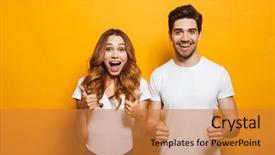  Presentation with young people in the club - Cool new slide set with man and woman in basic backdrop and a gold colored foreground