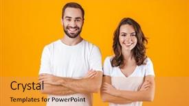  Presentation with man and woman - PPT theme with man and woman in basic background and a  colored foreground