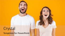  Presentation with people - Presentation theme consisting of man and woman in basic background and a  colored foreground