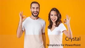  Presentation with man and woman divorce drawing - Colorful presentation theme enhanced with man and woman in basic backdrop and a  colored foreground