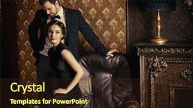  Presentation with apartments - Slide set enhanced with man and woman in elegant background and a wine colored foreground