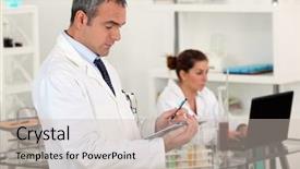  Presentation with man and woman divorce drawing - Colorful presentation theme enhanced with man and woman in laboratory backdrop and a soft green colored foreground