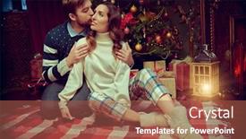  Presentation with romantic christmas - Cool new slide deck with man-and-woman-in-love backdrop and a red colored foreground