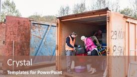  Presentation with recycling - Amazing slide deck having man-and-woman-in-recycling backdrop and a violet colored foreground